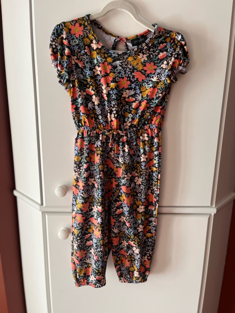 Floral Elastic-Waist Kids One-Piece Bodysuit - Black/Multicolor